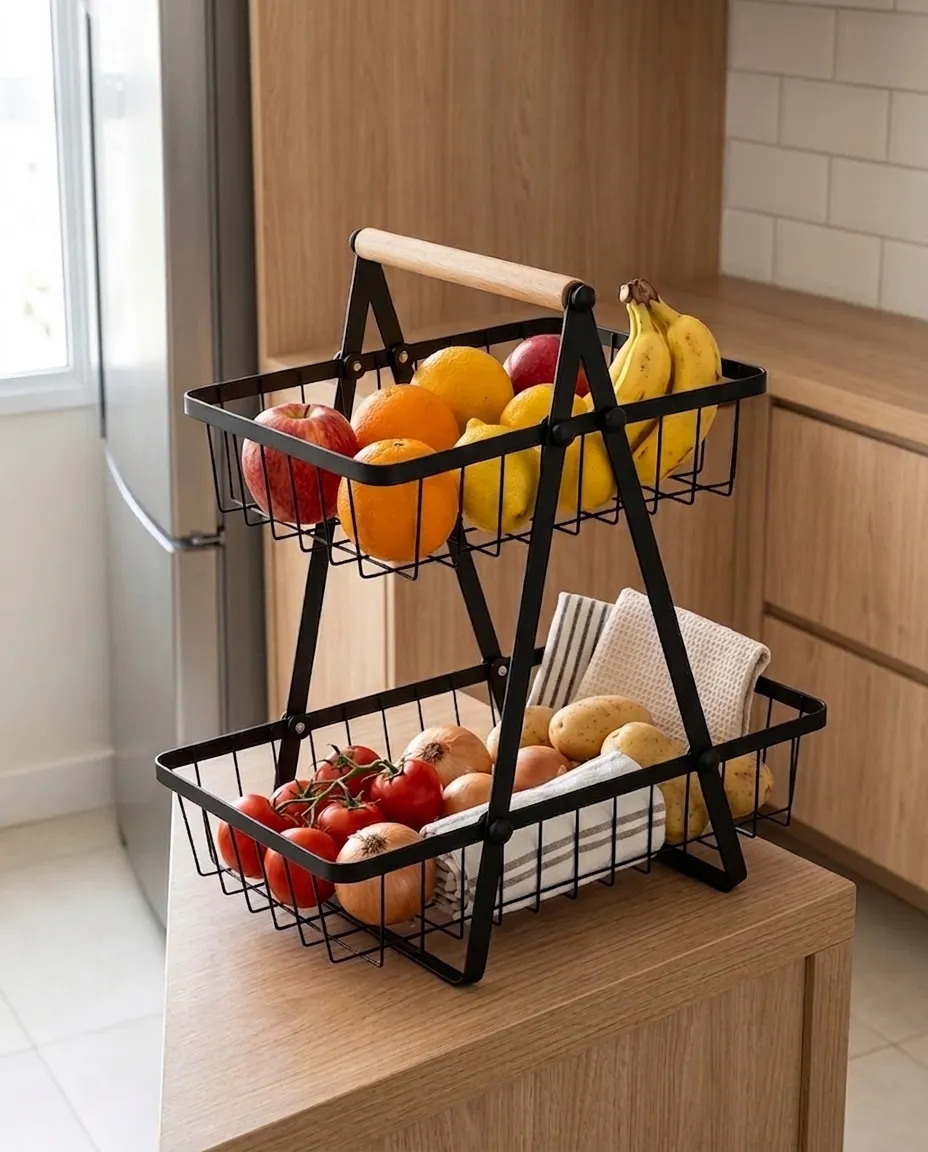 Fruteira de Mesa Inox 2 Andares